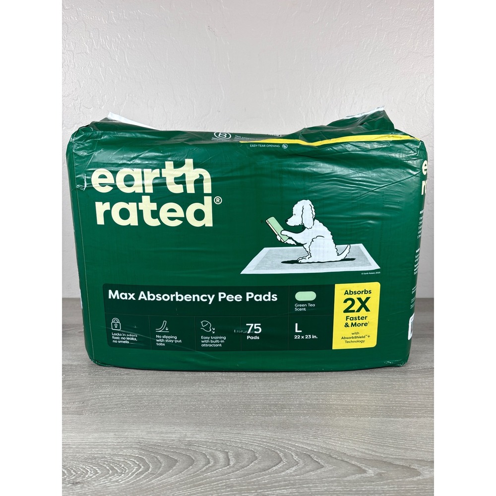 Earth Rated Max Absorbency Pee Pads Green Tea Scent Large 22x23 75 Count Pack
